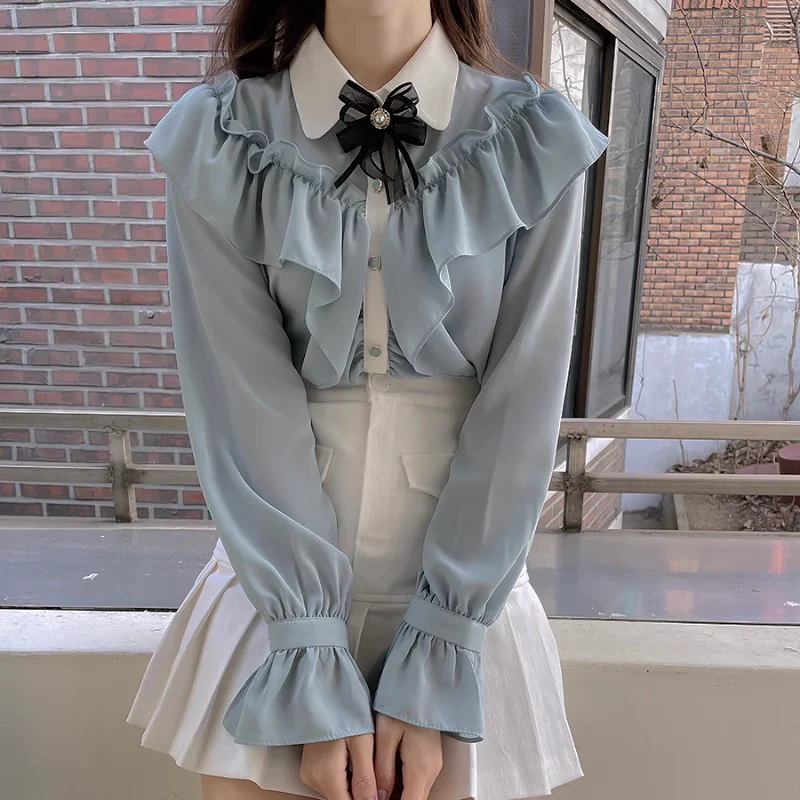 Blue Bow Ruffle Shirt - Image 3