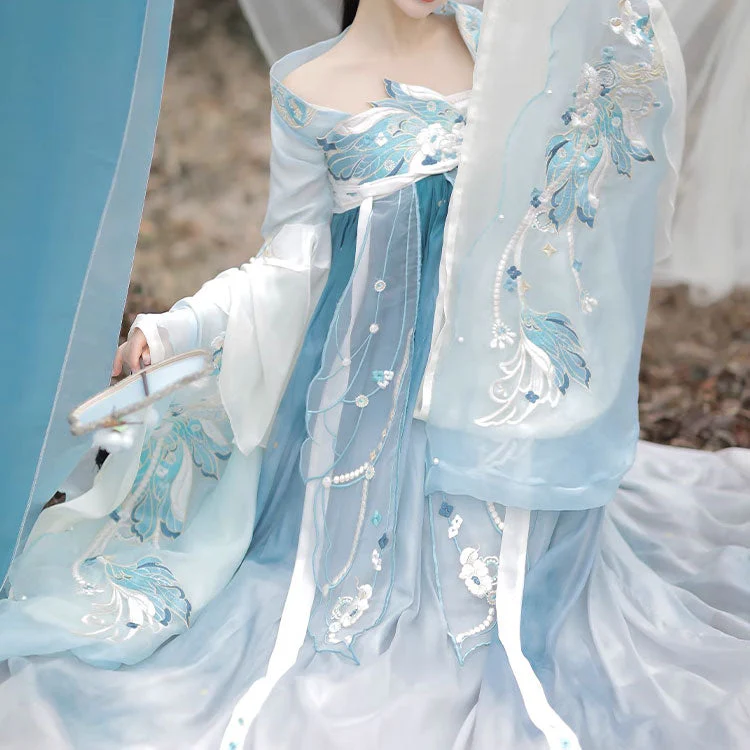 Blue Flower Hanfu Dress - Image 3