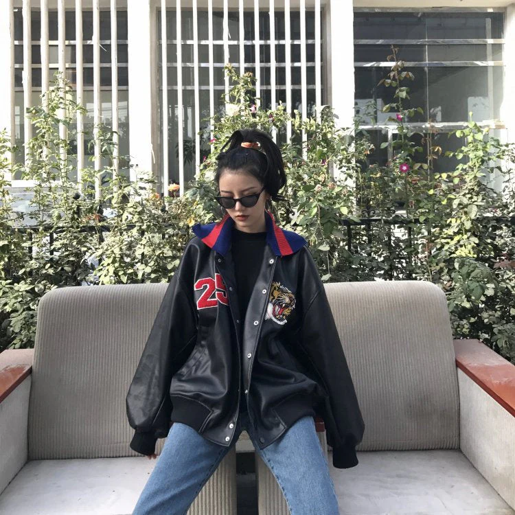 Bomber Embroidered Tiger Varsity Jacket - Image 6