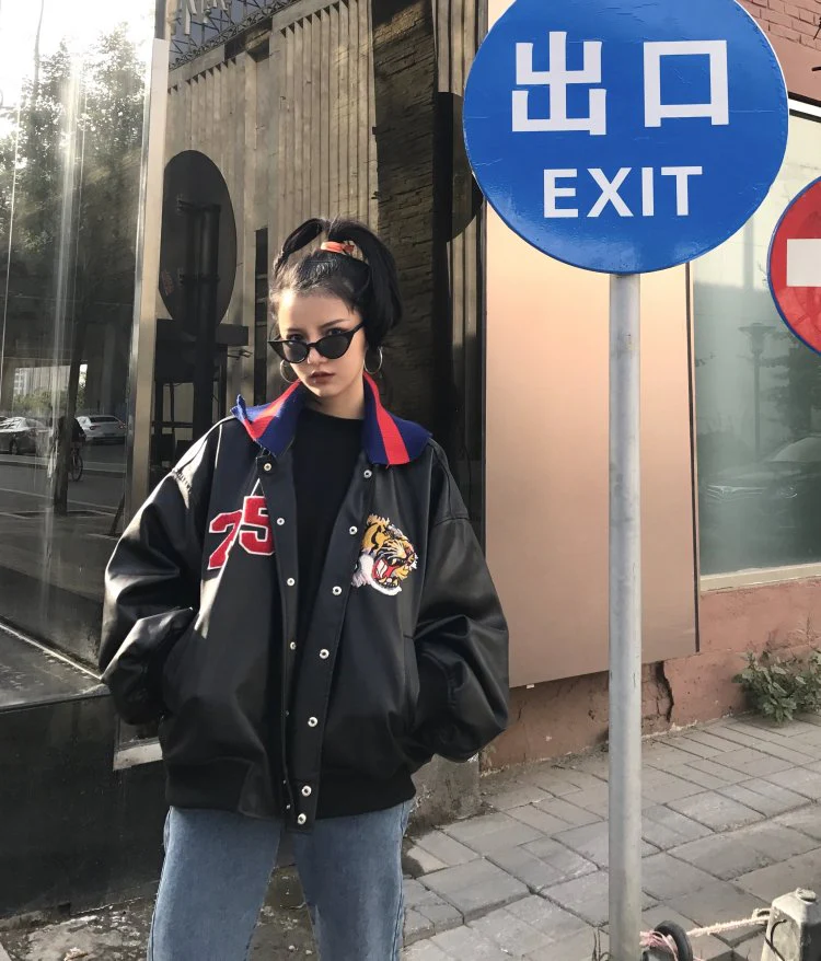 Bomber Embroidered Tiger Varsity Jacket - Image 7