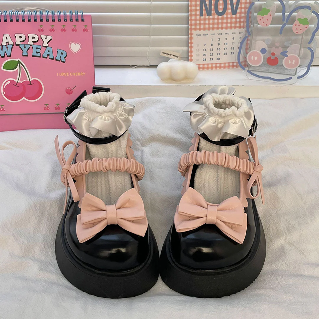 Bow Black Platform Shoes - Image 3