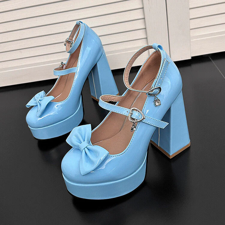 Bow Chunky High Heels - Image 2