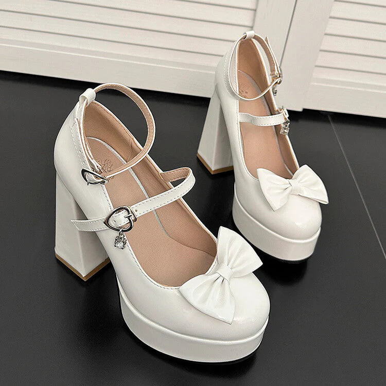 Bow Chunky High Heels - Image 3