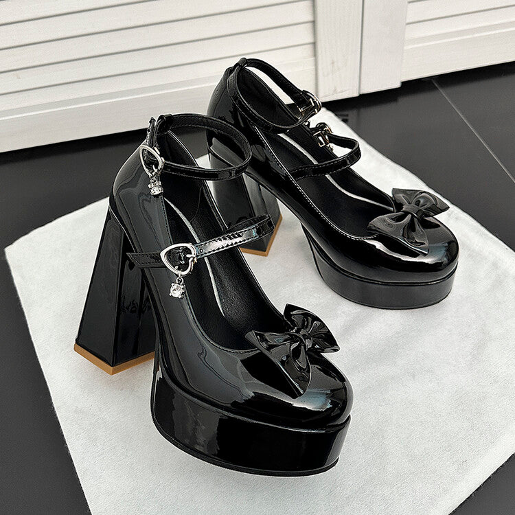 Bow Chunky High Heels - Image 4