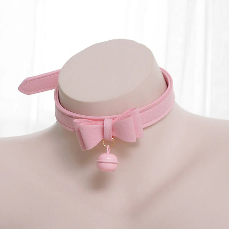 Bow Leather Buckle Bell Necklace - Image 3