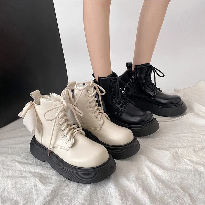 Bow Platform Ankle Boots - Image 2