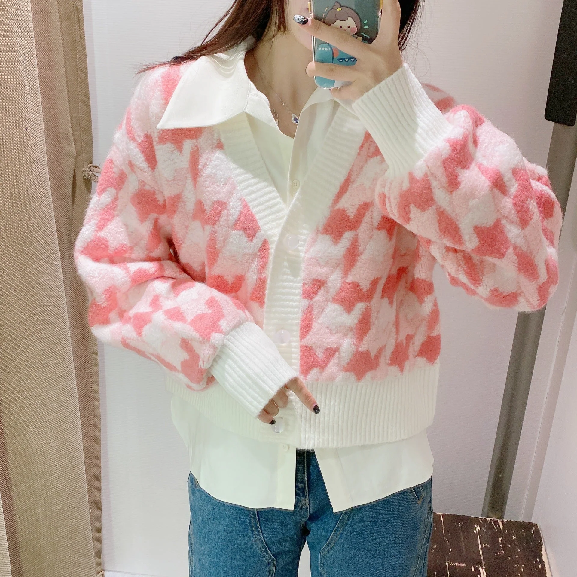 Bubble Gum Pink Knit Cardigan - Image 12
