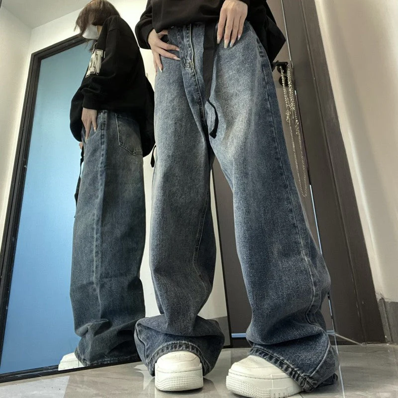 Buckle Belt Baggy Boyfriend Jeans - Image 2