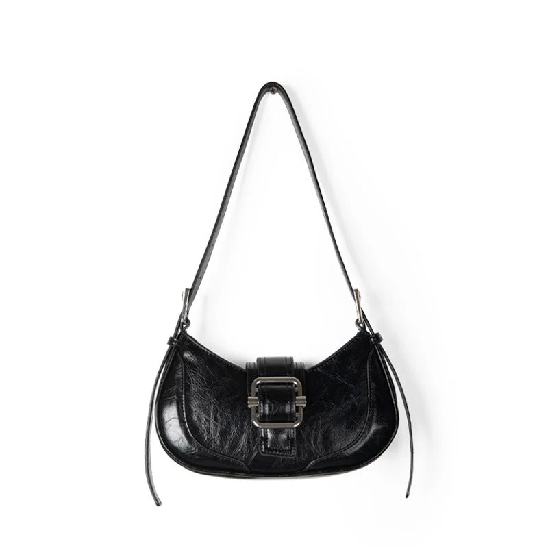 Buckled Strap Pu Leather Shoulder Bag - Image 5