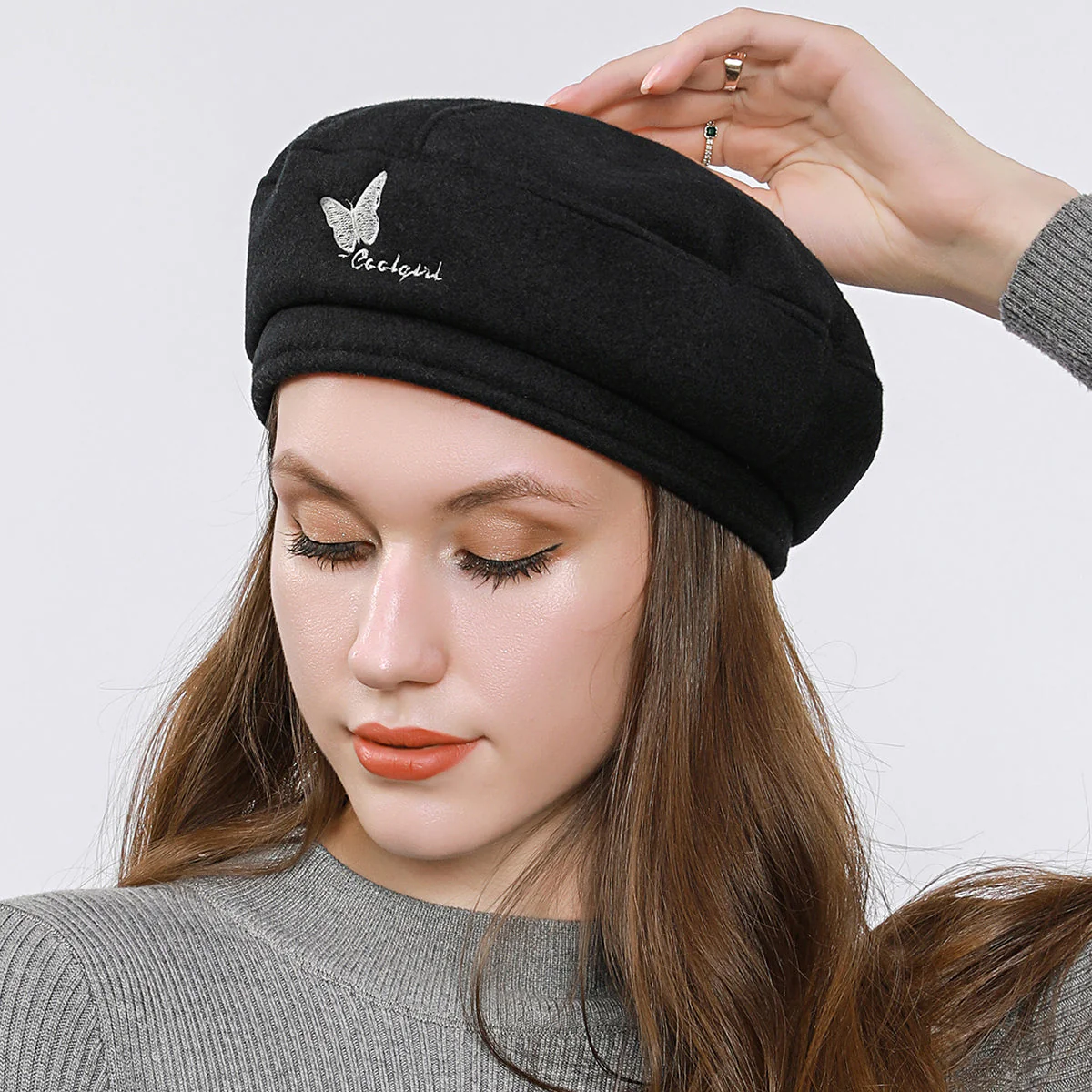 Butterfly Embroidered Beret - Image 2