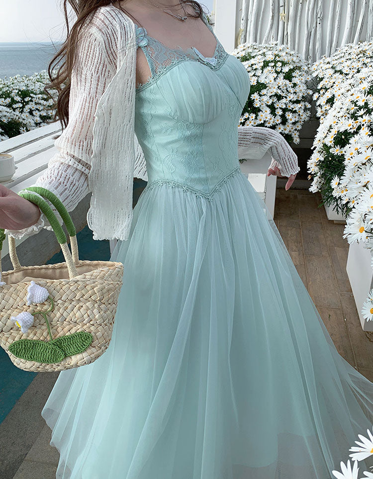 Butterfly Lace Flower Blue Dress - Image 2