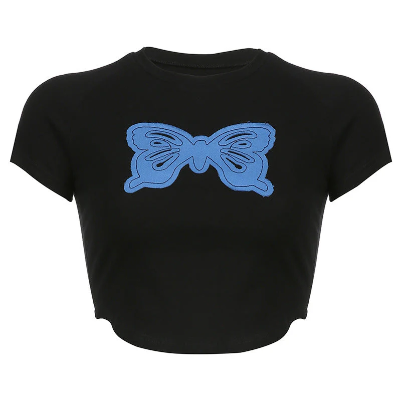 Butterfly Patch Black Crop Top - Image 5