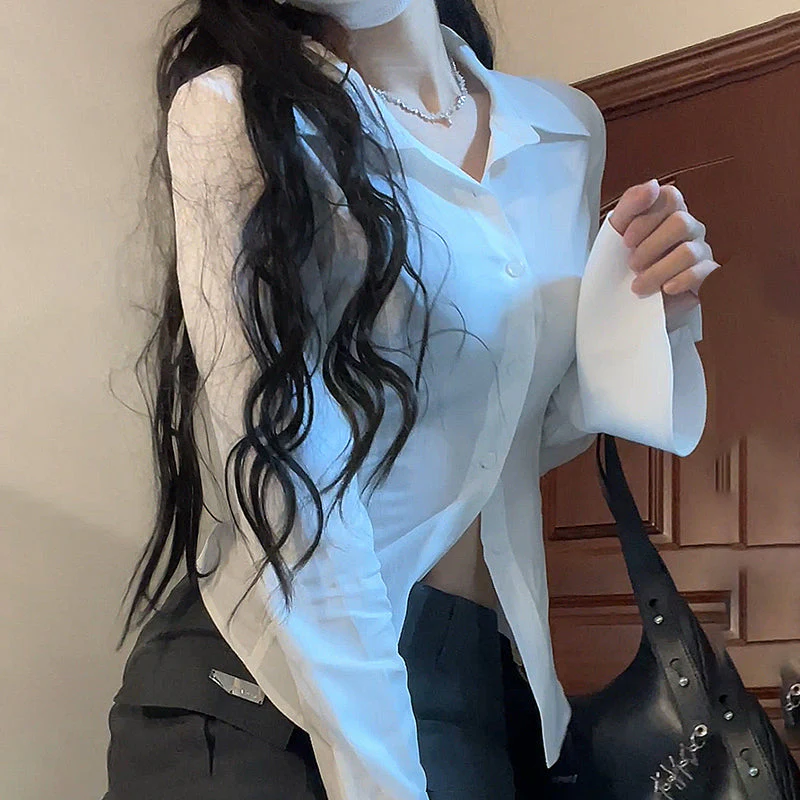 Button Front Long Sleeve Blouse - Image 6