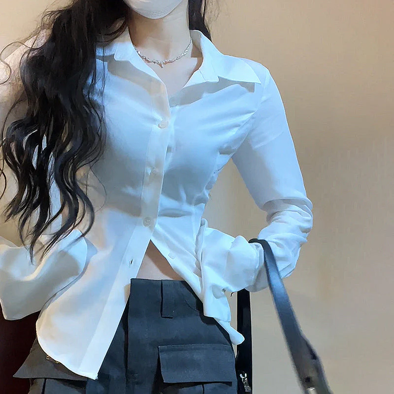 Button Front Long Sleeve Blouse - Image 8