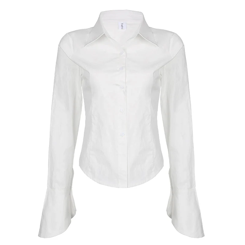 Button Front Long Sleeve Blouse - Image 9