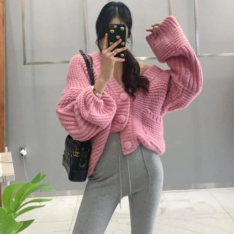 Buttoned Cable Knit Cardigan - Image 4
