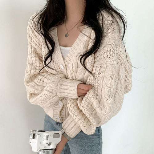 Cable Knit Button Down Cardigan - Image 4