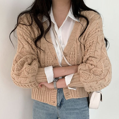 Cable Knit Button Down Cardigan - Image 9