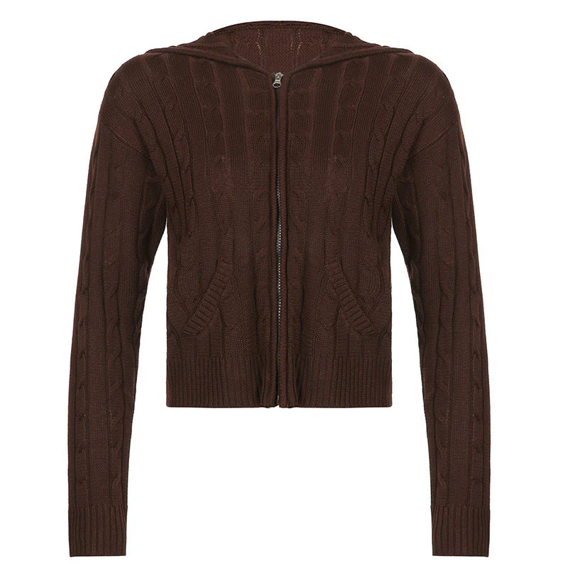 Cable Knit Hooded Cardigan - Image 5