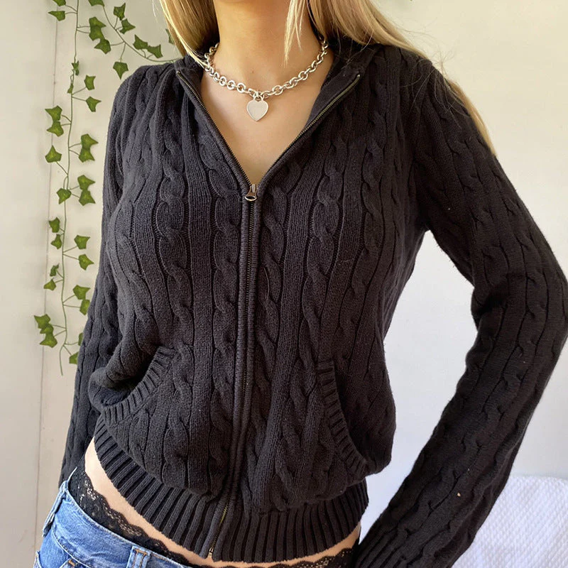 Cable Knit Hooded Cardigan - Image 6