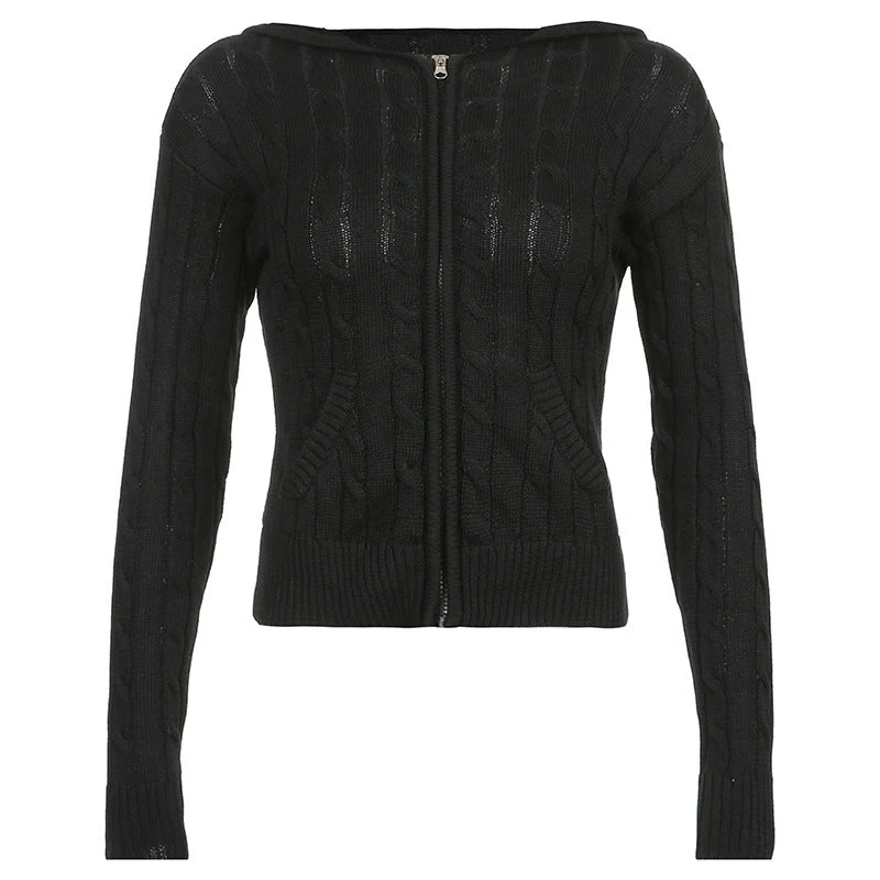 Cable Knit Hooded Cardigan - Image 7