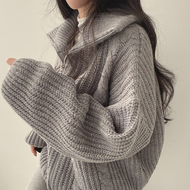Cable Knit Oversized Zip Up Cardigan - Image 4