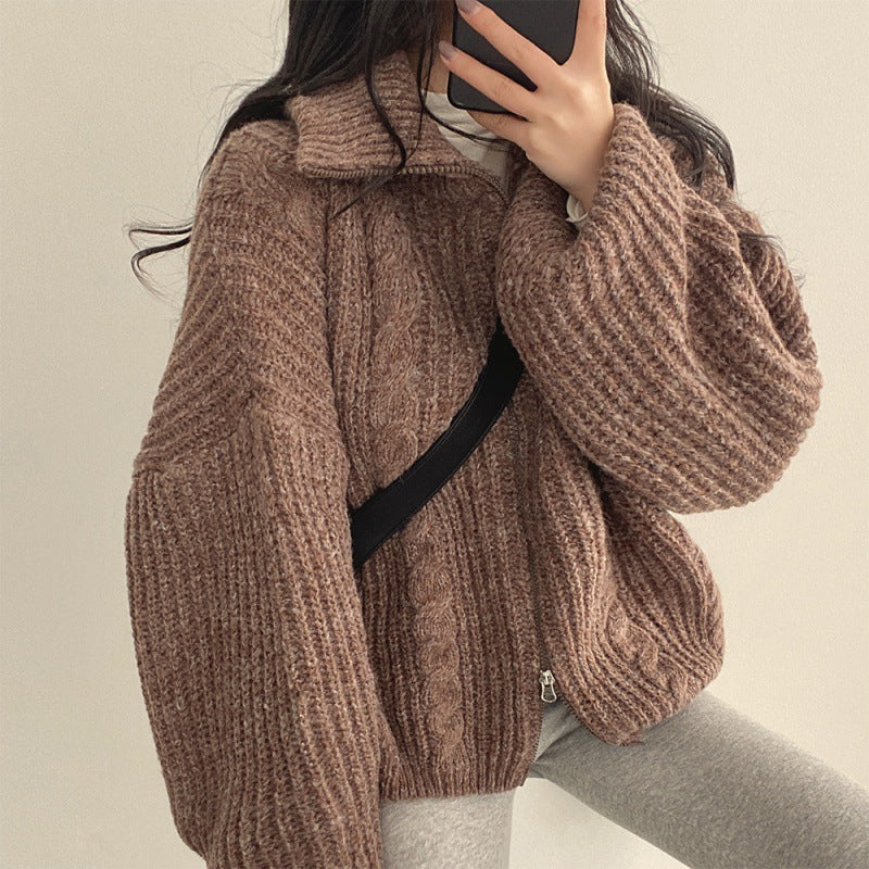 Cable Knit Oversized Zip Up Cardigan - Image 5