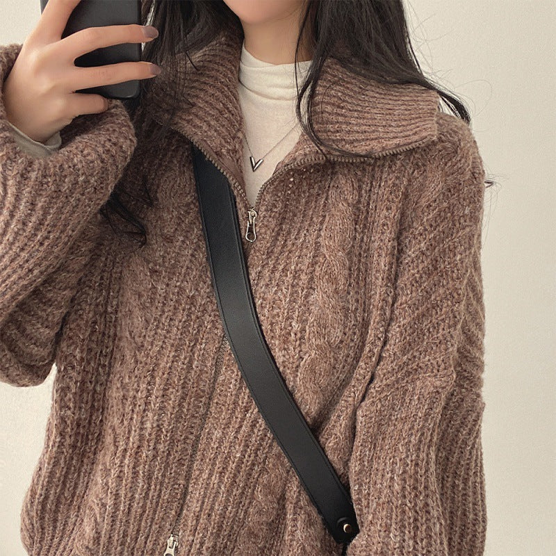 Cable Knit Oversized Zip Up Cardigan - Image 8