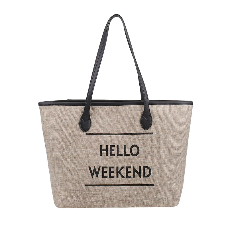 Canvas Fashion Printed Letters Large Capacity Shoulder Bag - Image 25