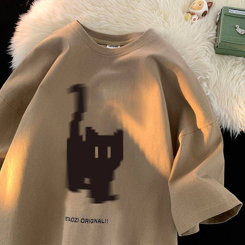 Cartoon Cat Print Oversized Short Sleeve Tee - Image 6
