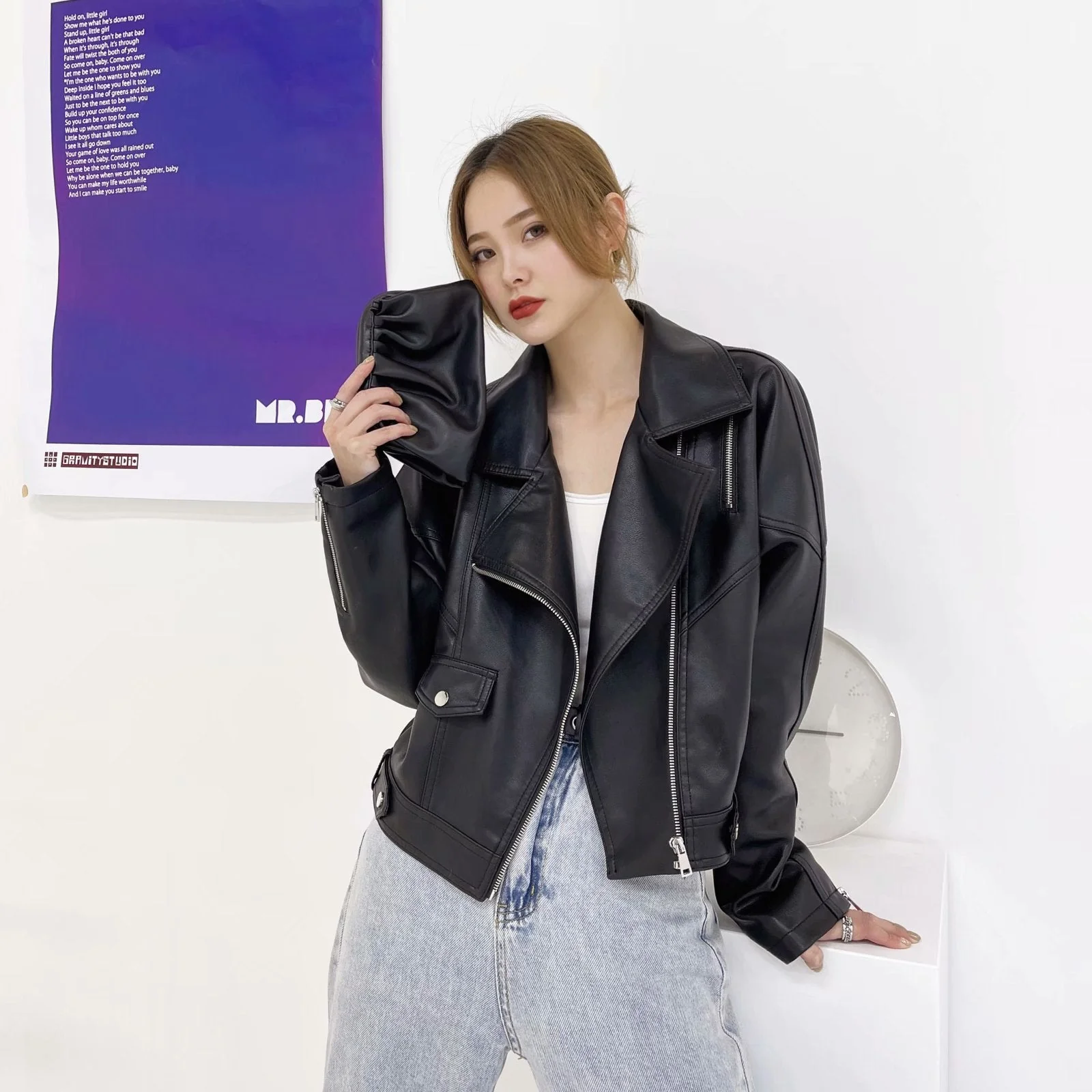 Casual Short PU Leather Jacket - Image 3