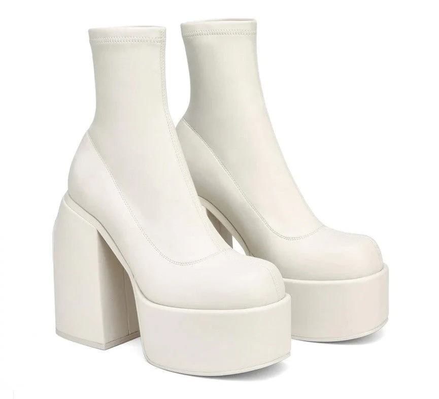 Chunky Heels Zipper Platform Boots - Image 4