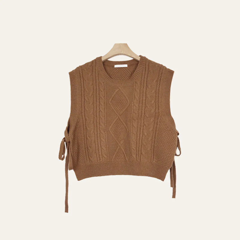 Coffee Cream Argyle Vest - Image 6