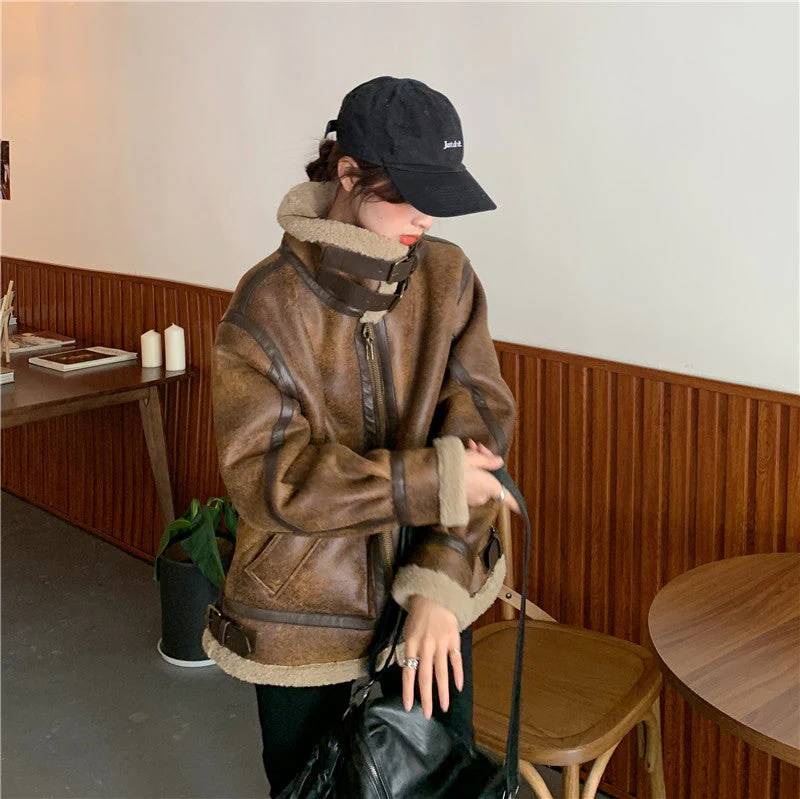 Coffee Motorcycle Leather Jacket - Image 2