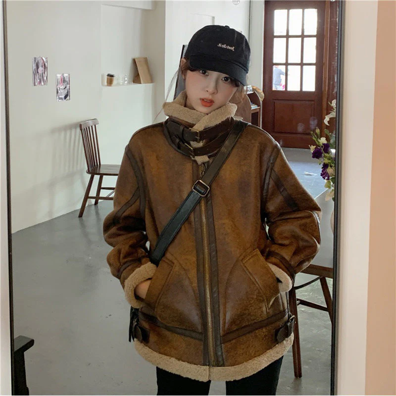 Coffee Motorcycle Leather Jacket - Image 3
