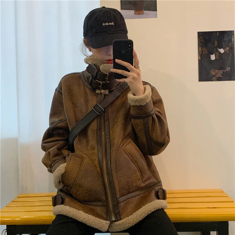 Coffee Motorcycle Leather Jacket - Image 7