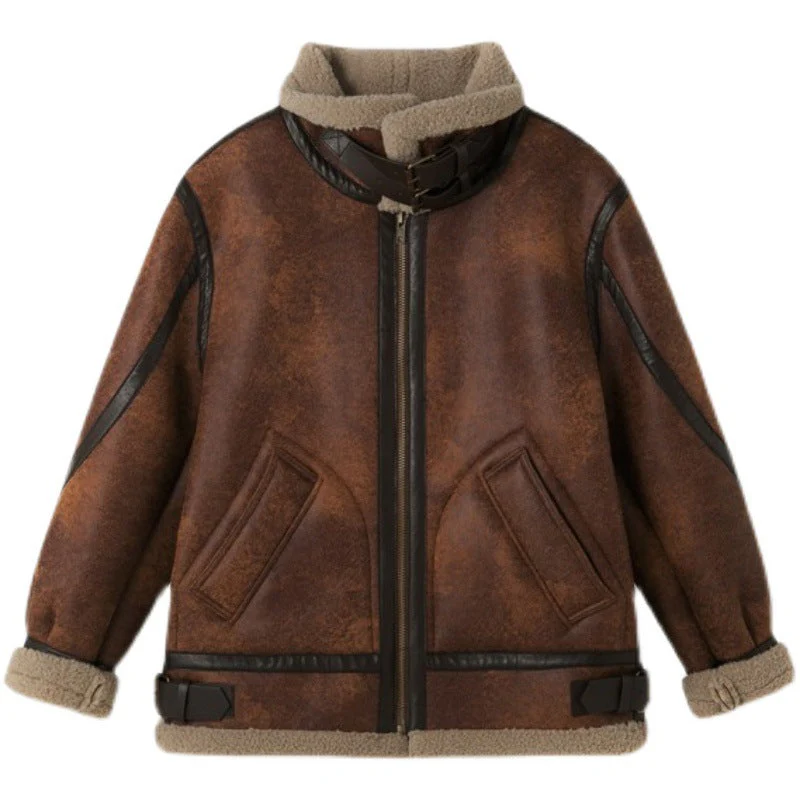 Coffee Motorcycle Leather Jacket - Image 8