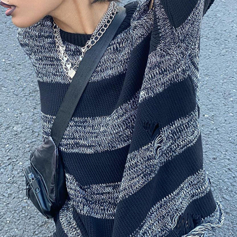 Cold Shoulder Striped Downtown Sweater - Image 4