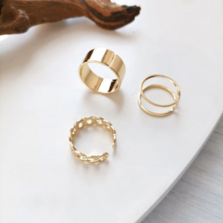 Cold Wind Opening Adjustable Ring 3-Piece Set - Image 10