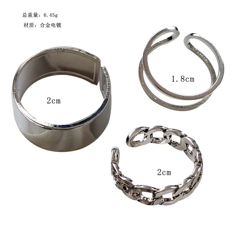 Cold Wind Opening Adjustable Ring 3-Piece Set - Image 3