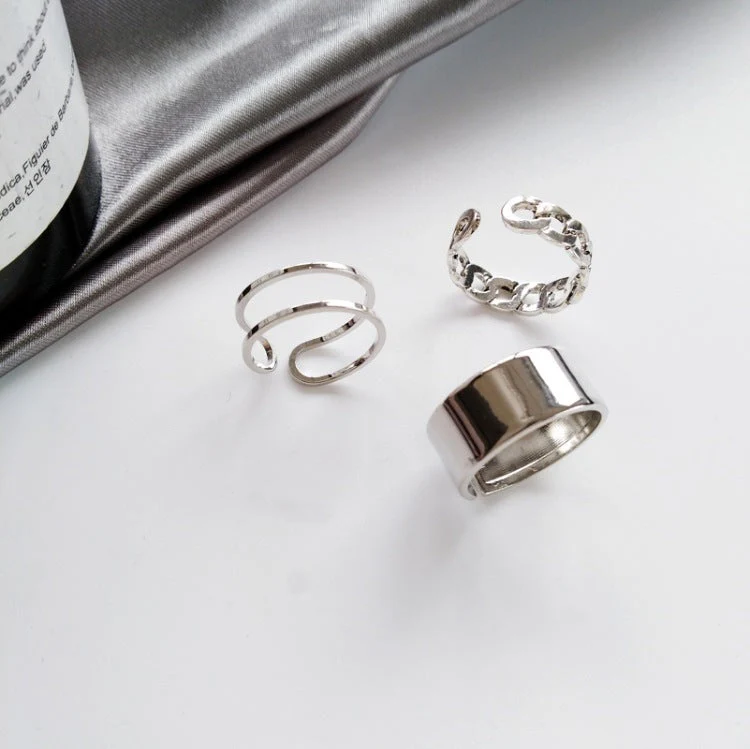 Cold Wind Opening Adjustable Ring 3-Piece Set - Image 8