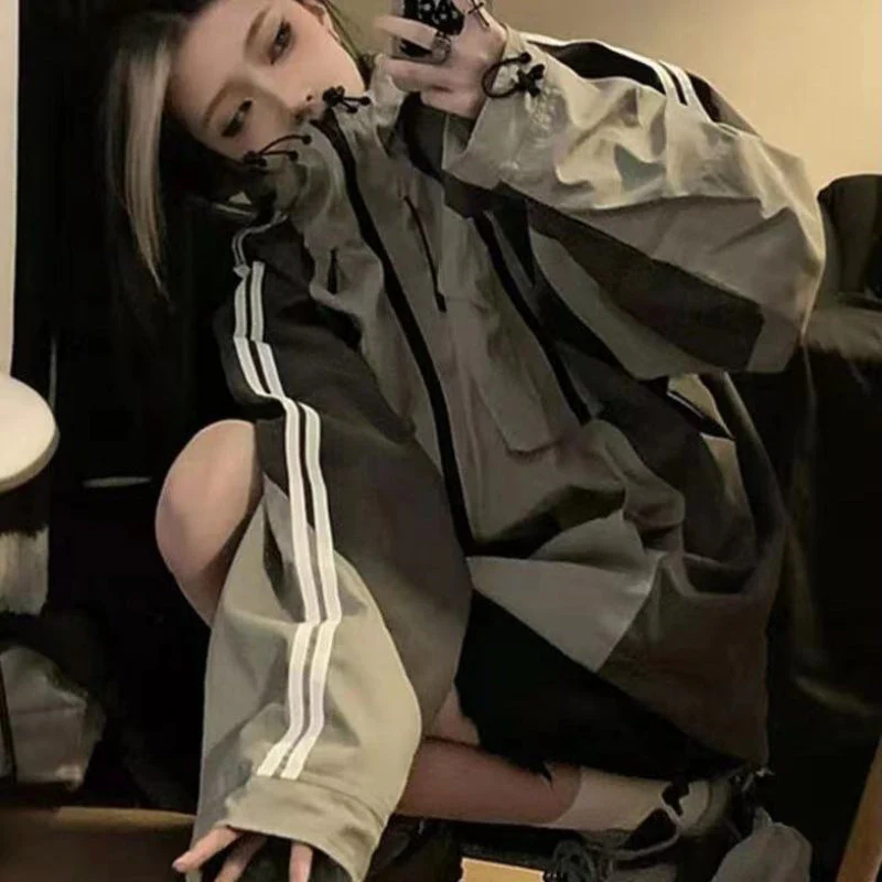 Color Block Zip Up Hooded Jacket - Image 2