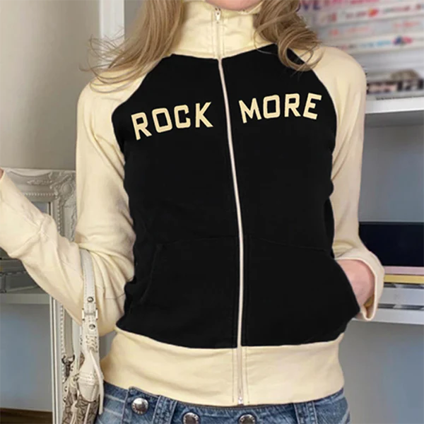 Color Block Zip Up Raglan Long Sleeve Tee