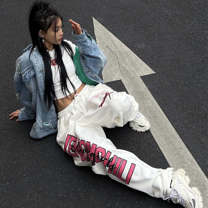 Contrast Color Print Loose Sweatpants - Image 5