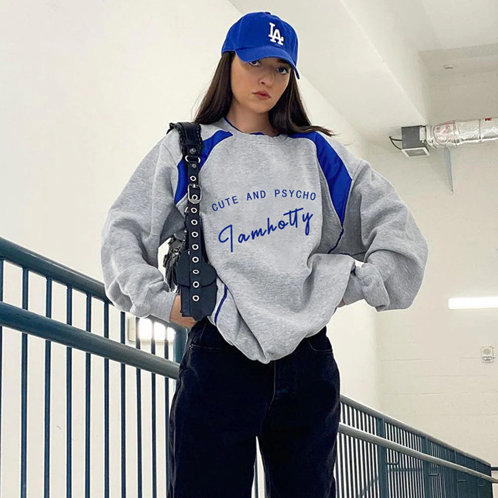Contrast Letter Graphic Pullover Sweatshirt - Image 2
