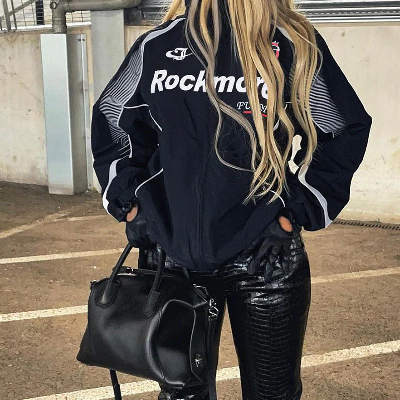 Contrast Logo Graphic Moto Jacket - Image 3
