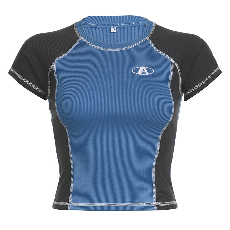 Contrast Stitch Rib Raglan Sleeve Crop Top - Image 6
