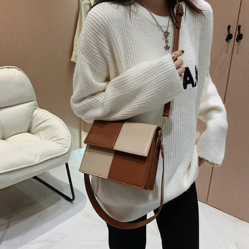 Contrast Stitching Square Shoulder Bag - Image 9