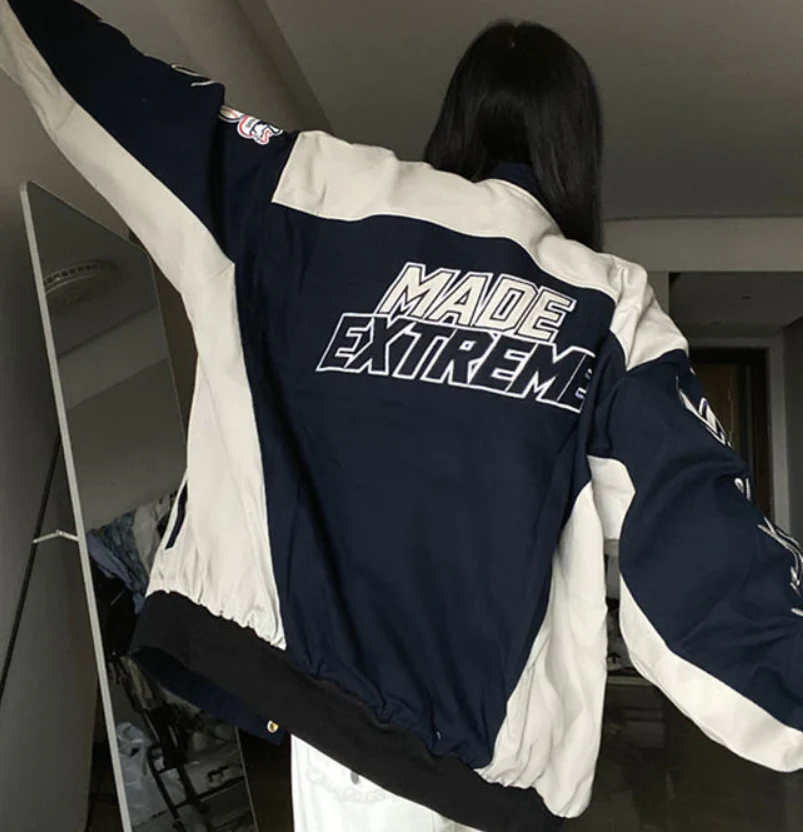Contrasting Oversize Vintage Moto Jacket - Image 3