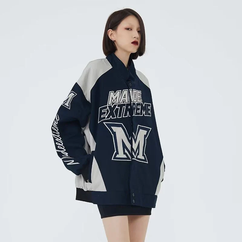 Contrasting Oversize Vintage Moto Jacket - Image 8